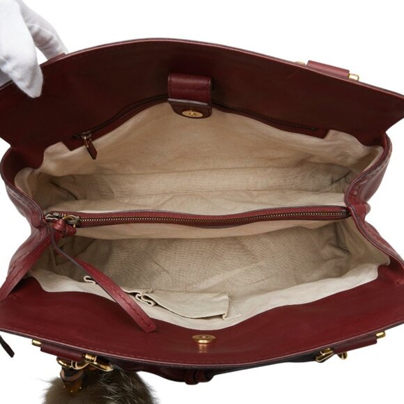 GUCCI Red Leather Tote Bag - Picture 12 of 16